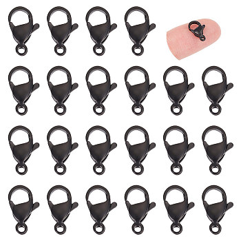 40Pcs 304 Stainless Steel Lobster Claw Clasps, Black, 12x7x3.5mm, Hole: 1mm