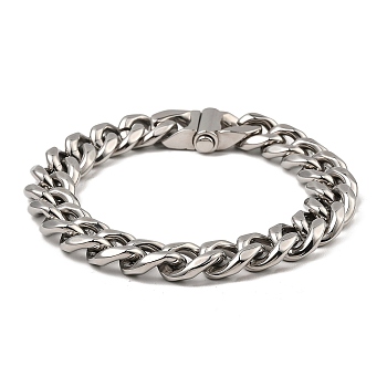 304 Stainless Steel Cuban Link Chain Bracelet, Stainless Steel Color, 9 inch(22.8cm)