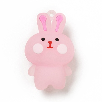 PVC Plastic Pendants, Rabbit, Pink, 50.5x31.5x22mm, Hole: 2.5mm