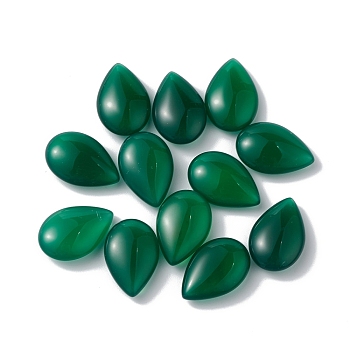 Natural Green Onyx Agate Beads, No Hole/Undrilled, Dyed & Heated, Teardrop, Dark Green, 17.5x12x5mm