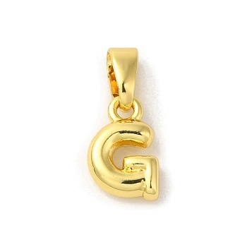 Rack Plating Brass Charms, Real 18K Gold Plated, Long-Lasting Plated, Cadmium Free & Lead Free, Letter G, 10x6x2.5mm, Hole: 5x2.5mm
