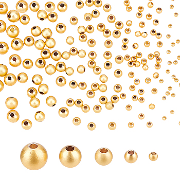 PandaHall Elite 5 Style Brass Beads, Round, Real 14K Gold Plated, 2~6x1.5~5.5mm, Hole: 0.7~1.5mm, 200pcs/box