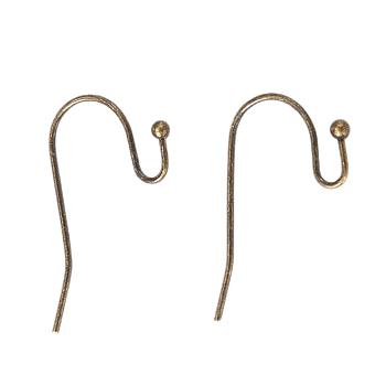 Antique Bronze Brass Hook Ear Wire, Lead Free & Cadmium Free & Nickel Free, about 11mm wide, 22mm long, 0.75mm thick