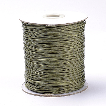 Braided Korean Waxed Polyester Cords, Dark Olive Green, 1mm, about 174.97 yards(160m)/roll