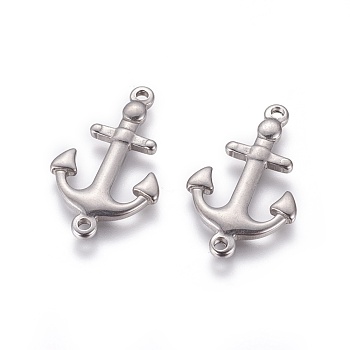 304 Stainless Steel Links, Anchor, Stainless Steel Color, 27x16x2mm, Hole: 1.5mm