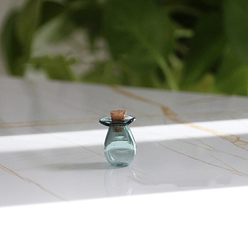 Glass Bottles Ornament, Micro Landscape Home Dollhouse Accessories, Pretending Prop Decorations, Teal, 1.5x1.9cm