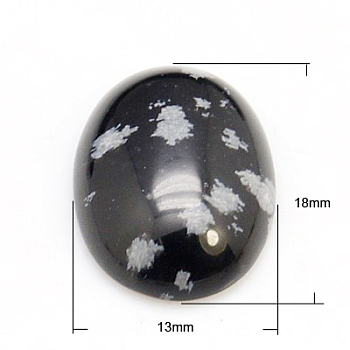 Gemstone Cabochons, Oval, Snowflake Obsidian, 18x13x5mm