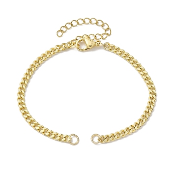 Brass Curb Chain Bracelet Making, with Jump Rings and Lobster Claw Clasps, Golden, 6-3/8 inch(16.3cm)