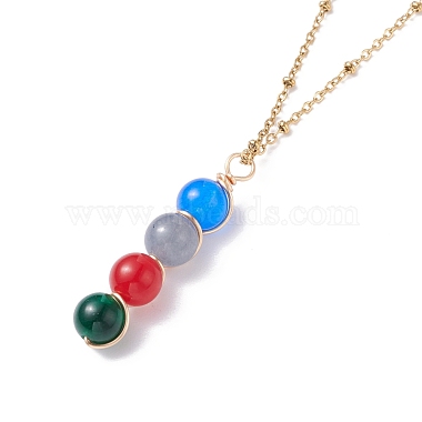 Natural White Jade Beads Pendants Necklace for Women(NJEW-JN03762)-6