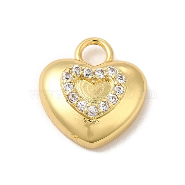 Real 18K Gold Plated Clear Heart Brass+Cubic Zirconia Charms