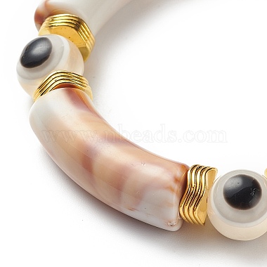 8 pièces tube incurvé acrylique 8 couleurs et ensemble de bracelets extensibles perlés mauvais œil en plastique(BJEW-JB08963)-6