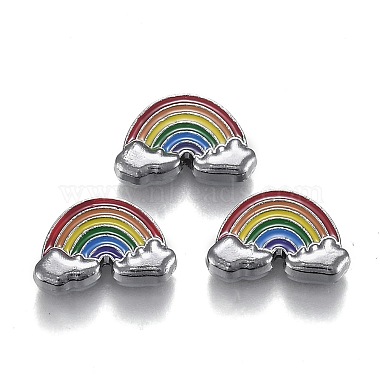 Platinum Colorful Rainbow Alloy+Enamel Slide Charms