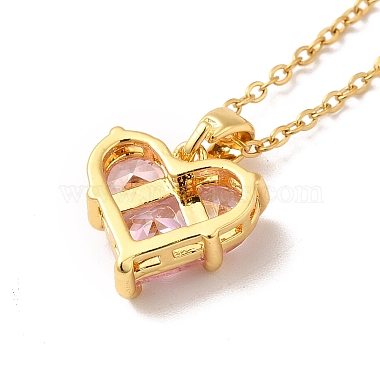 Pink Cubic Zirconia Pendant Necklace(NJEW-H161-01B)-3