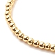 Brass Round Beaded Stretch Bracelet with Flat Round for Women(BJEW-JB07607)-5
