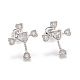 Brass Micro Pave Clear Cubic Zirconia Stud Earrings(EJEW-F264-15)-2