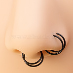 316L Surgical Stainless Steel Spiral Nose Rings, Cartilage Earrings, Black, Inner Diameter: 8mm, Pin: 0.8mm(WG1DE07-04)