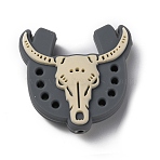 Food Grade Eco-Friendly Silicone Beads, Cattle, Gray, 30x31x9mm, Hole: 2mm(SIL-WH0015-15A)