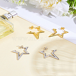 2 Pairs 2 Colors Stainless Steel Stud Earrings, Star, Mixed Color, 33x2.5mm, 1 pair/color(EJEW-LP0007-048)