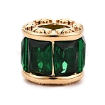 304 Stainless Steel Cubic Zirconia European Beads, Column, Large Hole Beads, PVD Vacuum Plating, Real 18K Gold Plated, Dark Green, 11.5x13x11.5mm, Hole: 6x5mm(STAS-N128-01G-02)