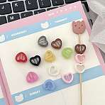 Transparent Acrylic European Beads, Large Hole Beads, Bead in Bead, Heart, with Glitter Powder, Mixed Color, 13.2x14.8x8.2mm, Hole: 4mm, about 505pcs/500g(OACR-N138-51)