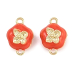 Brass Enamel Magnetic Clasps, Flower, Real 18K Gold Plated, 15.5x11x7.5mm, Hole: 1.6mm(KK-C066-19G)