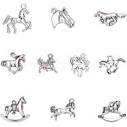 Tibetan Style Alloy Pendants, Horse, Antique Silver, 10.8x7.4x1.8cm, 10pcs/size, 100pcs/box(TIBEP-PH0004-99)