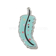 Acrylic Pendants, with Glitter Powder, Feather, Medium Turquoise, 55x26x2mm, Hole: 1.8mm(OACR-H113-02A)