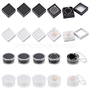 Elite 20Pcs 4 Styles Plastic Gift Boxes, with Sponges, for Small Gemstone, Beads, Diamonds Storage, Flat Round & Square, Mixed Color, 2.95~3.2x2.95~3.2x1.65~1.7cm, 5pcs/style(CON-PH0002-76)