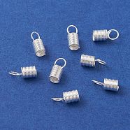 Iron Cord End, Coil Cord End, Silver, 10x4.5mm, Hole: 3.5mm, Inner Diameter: 3.5mm(IFIN-YW0003-09)