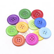 4-Hole Acrylic Buttons, Flat Round, Mixed Color, 34x3mm, Hole: 3mm(X-BUTT-Q038-35mm-M)