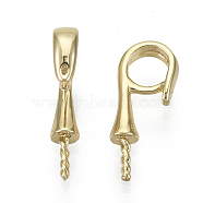 Brass Peg Bails Charms, for Half Drilled Bead, Nickel Free, Real 18K Gold Plated, 13x5x2mm, Hole: 3mm, Pin: 0.6mm(KK-S348-511-NF)