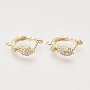 Brass Cubic Zirconia Hoop Earring Findings with Latch Back Closure, Nickel Free, with Horizontal Loop, Real 18K Gold Plated, 17.5x4.5x13.5mm, Hole: 1.5mm, Pin: 0.8x1mm(KK-T048-030G-NF)