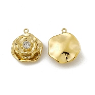 Vacuum Plating 201 Stainless Steel Pendants, Crystal Rhinestone Rose Charms, Real 18K Gold Plated, 18.5x15.5x6.5mm, Hole: 1.2mm(STAS-J401-VC780)