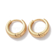 Texture Rings Brass Hoop Earrings for Women, Real 18K Gold Plated, 13x4mm(EJEW-B056-02G-02)