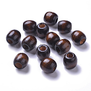 Dyed Natural Maple Wood Beads, Barrel, Lead Free, Brown, 16x16~17mm, Hole: 8mm, about 676pcs/1000g(WOOD-Q007-16mm-11-LF)