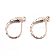 Ion Plating(IP) 304 Stainless Steel Leverback Earring Findings, with Loop, Rose Gold, 14x12x2mm, Hole: 1.5mm, Pin: 0.6x1mm(X-STAS-D167-56RG)