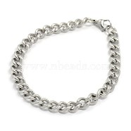 304 Stainless Steel Curb Chain/Twisted Chain Bracelets, with Lobster Claw Clasps, Stainless Steel Color, 8-1/8 inch(205mm), 7mm(STAS-A028-B143P)