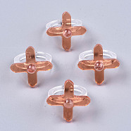(Jewelry Parties Factory Sale)Transparent Acrylic Cuff Rings, Open Rings, Cross, Dark Salmon, US Size 8 1/4(18.3mm)(RJEW-S047-004B)