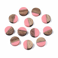 Resin & Wood Cabochons, Flat Round, Light Coral, 10x2.5~4mm(RESI-S358-70-H41)