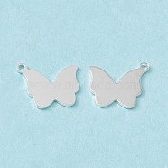 Brass Pendants, Cadmium Free & Lead Free, Butterfly Charm, 925 Sterling Silver Plated, 16.5x14.5x0.8mm, Hole: 1.4mm(KK-A172-04S)
