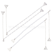 2 Pairs 2 Styles Plastic Imitation Pearl Chain Non-slip Bra Straps, with Alloy Triangle Buckle, Platinum & Silver, 291~296mm, 1 pair/style(FIND-GF0005-27)