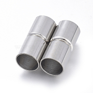 304 Stainless Steel Magnetic Clasps with Glue-in Ends, Column, Stainless Steel Color, 20x9x9mm, Hole: 8mm(STAS-D242-07P)