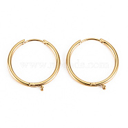 316 Surgical Stainless Steel Huggie Hoop Earring Findings, with Vertical Loop, Ring, Real 14K Gold Plated, 20 Gauge, 21x19x2mm, Hole: 1mm, Pin: 1mm(STAS-S116-257A-G)