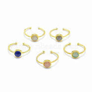 Natural Gemstone Cuff Finger Rings, with Brass Findings, Golden, 20mm, 1.5~2.5mm(RJEW-I052-01G)