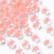 Transparent Acrylic Beads, Bead in Bead, Faceted, Star, Salmon, 10.5x11x7mm, Hole: 2mm, about 1280pcs/500g(TACR-S152-01A-SS2109)