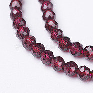 Natural Garnet Beads Strands, Faceted, Round, 3mm, Hole: 1mm, about 134pcs/strand, 15.7 inch(40cm)(G-D167-B-3mm)