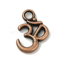 Tibetan Style Alloy Charms, Aum/Om Symbol, Red Copper, Lead Free, Cadmium Free and Nickel Free, 16mm long, 11mm wide, 2mm thick, hole: 2mm(RLF11356Y-NF)