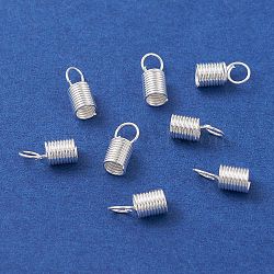 Iron Cord End, Coil Cord End, Silver, 10x4.5mm, Hole: 3.5mm, Inner Diameter: 3.5mm(IFIN-YW0003-09)