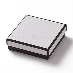 Cardboard Jewelry Boxes, with Sponge Inside, for Jewelry Gift Packaging, Square, White, 9x9x2.9cm(CON-P008-B03-05)