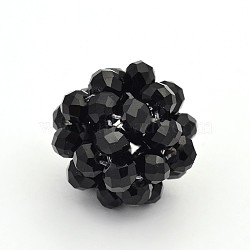 Glass Crystal Round Woven Beads, Cluster Beads, Black, 27mm, Beads: 8mm(X-GLAA-A034-8mm-A08)